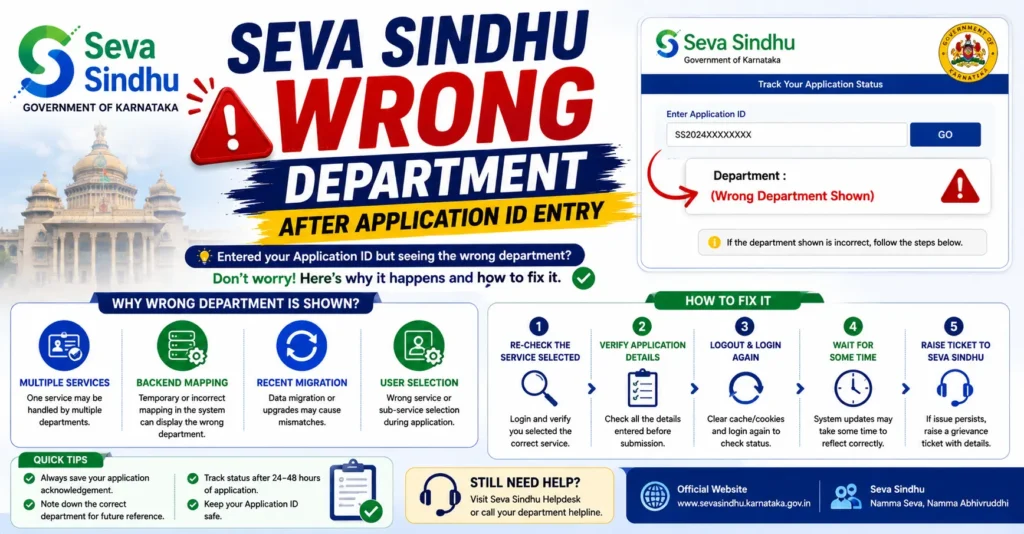 Seva Sindhu Wrong Department After Application ID Entry